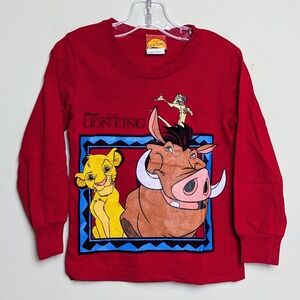 Vintage Lion King Pumbaa Timon Disney Movie Promo 90s Long Sleeve Shirt DS 4T